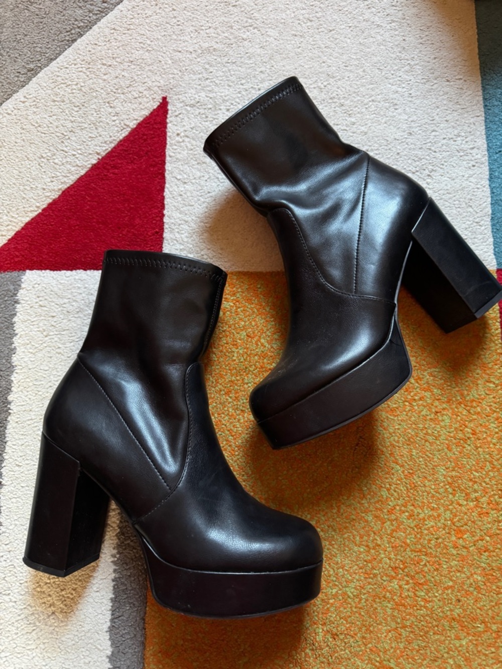 Madden Girl Black Platform Block Heel Ankle Boots - Women's